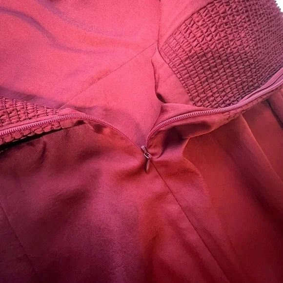 J.Crew Tie-Strap Textured Satin Midi Dress in Deep Red Size 14 - Picture 15 of 15